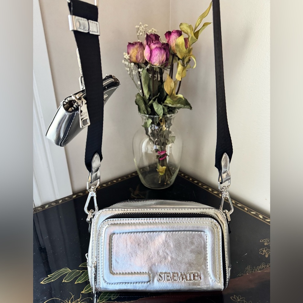 Steve Madden Metallic Silver Crossbody Bag